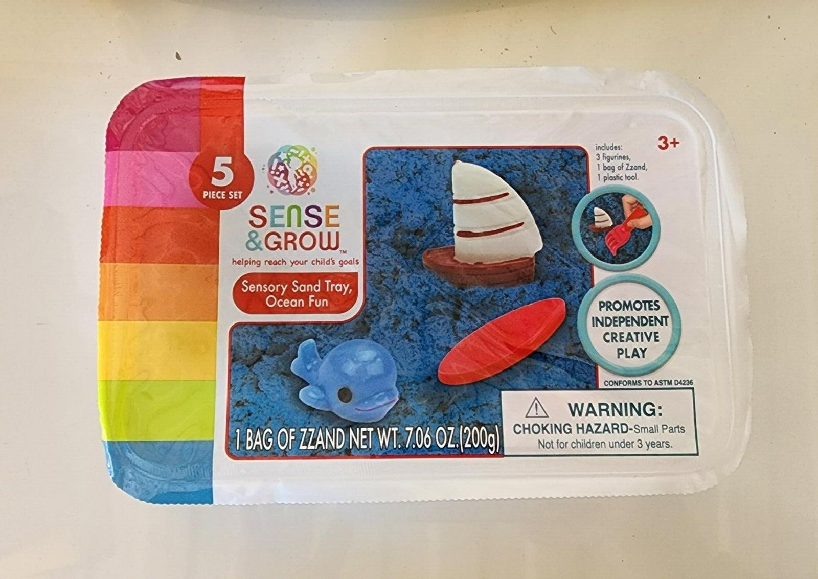 Brand New Sense & Grow Sensory Sand Tray Ocean Fun whale, boat, surf board