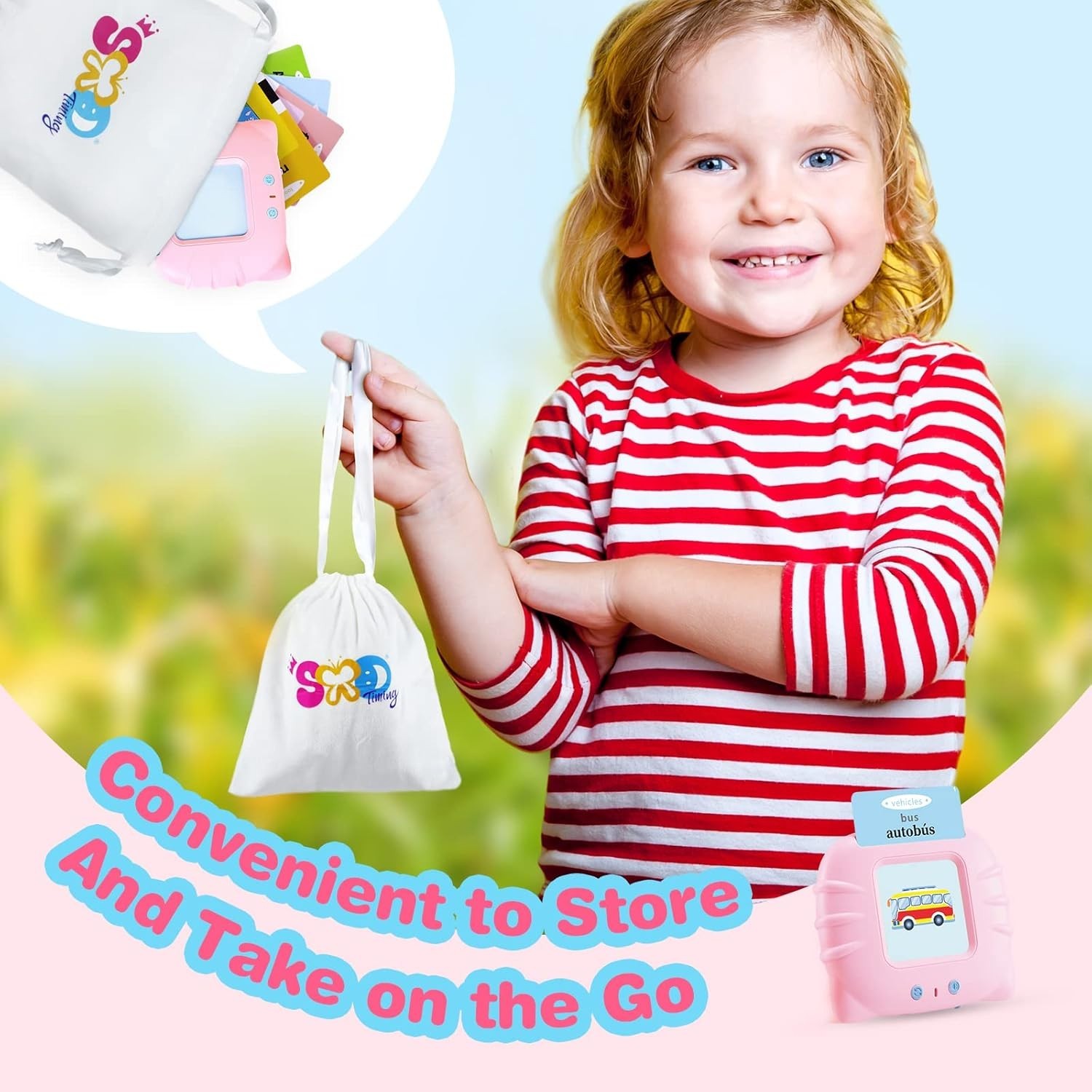 Portable Spanish & English Flash Cards – Engage Kids 2-8 with Learning Games