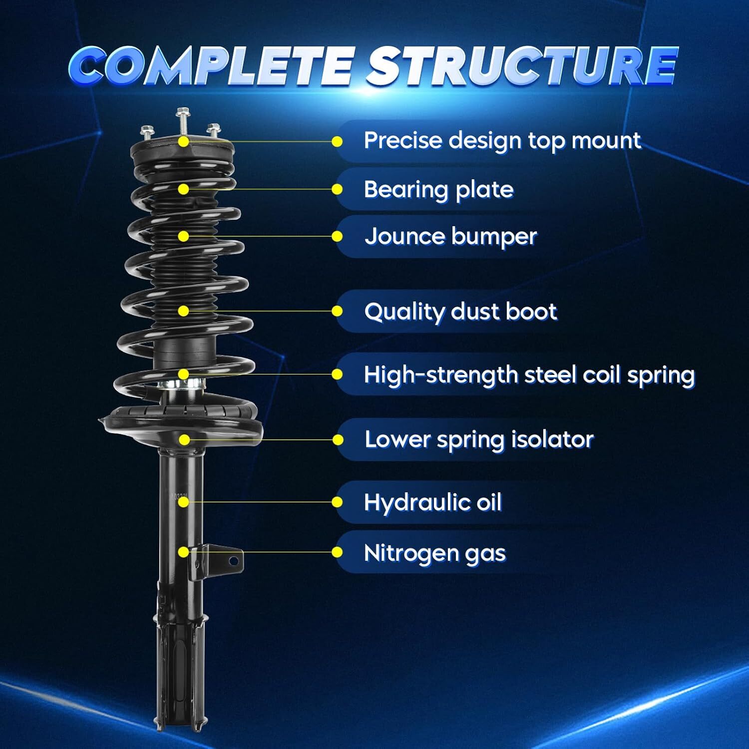 Rear Strut Shock Assembly w/Coil Spring Compatible with Toyota Camry 2.2L 1997.