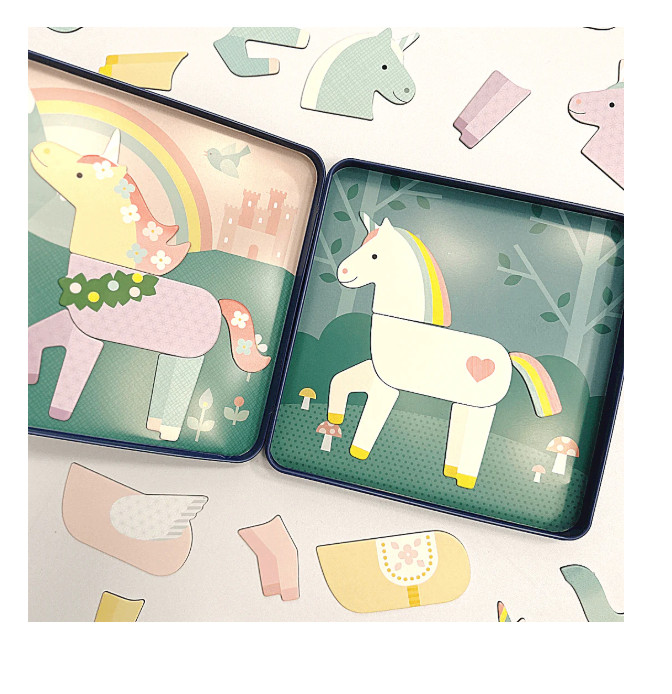 Petit Collage Unicorns Magnetic Play Set On the Go Mix Match ECO FRIENDLY
