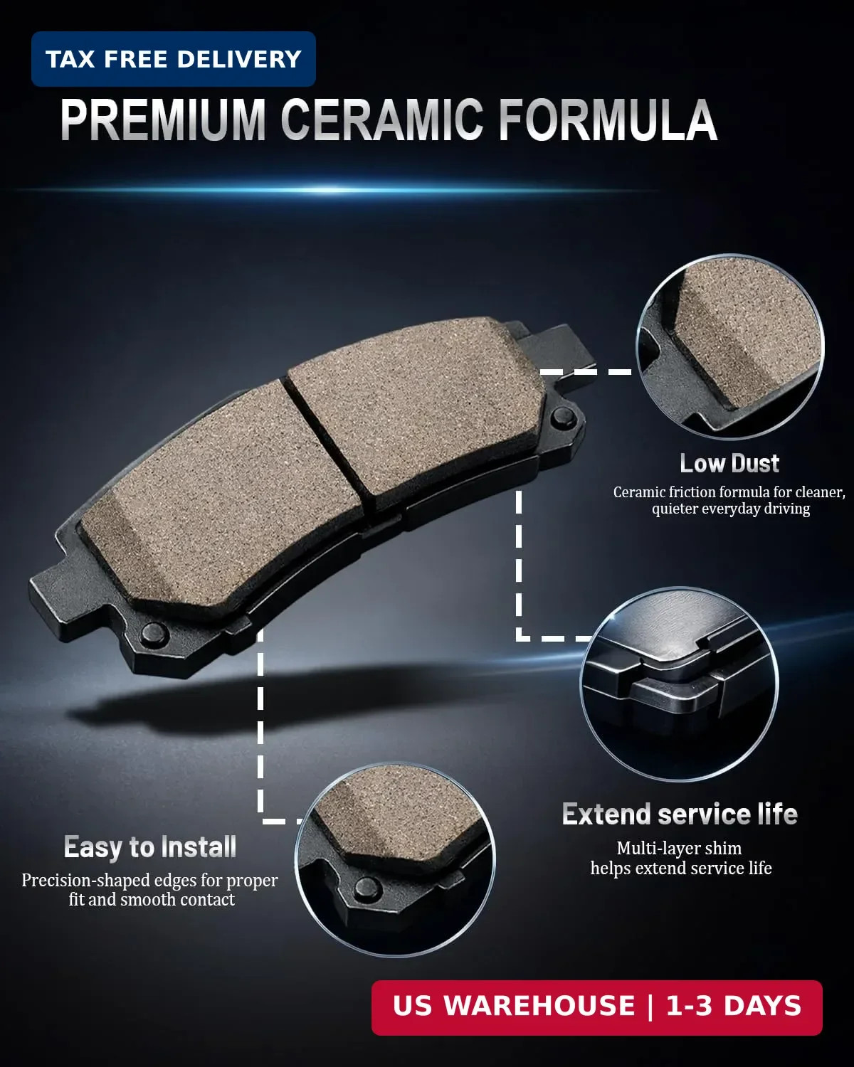 SATISFIED Ceramic Front Brake Pads D785 Fit For Cadillac Escalade 2002-2006, For