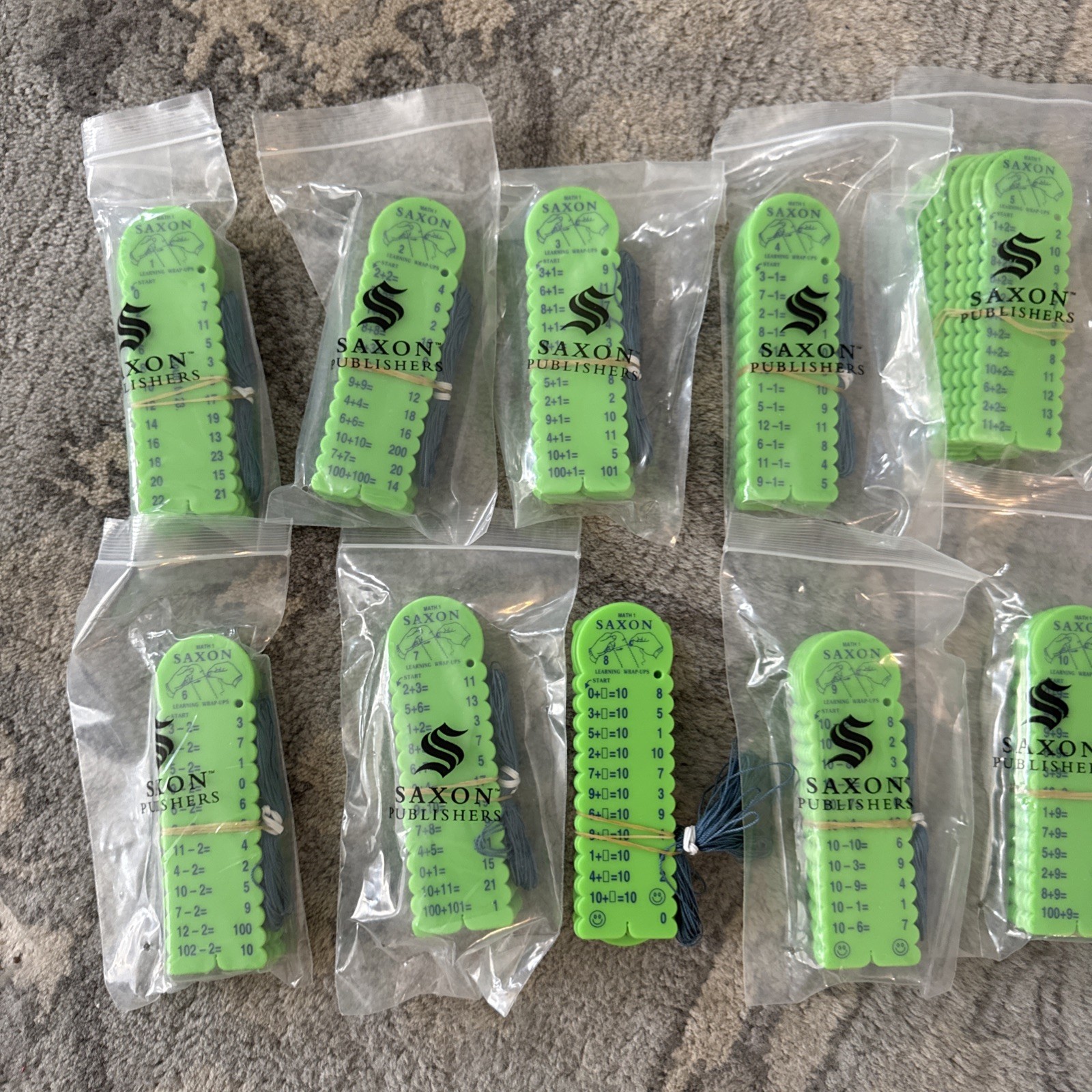SAXON MATH Learning Wrap-Ups Addition Complete Set 1-10 Green