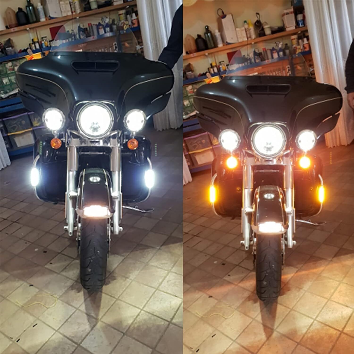 Universal LED Motorcycle Highway Bar Lights Dual Color Yellow White 1.25 Inch