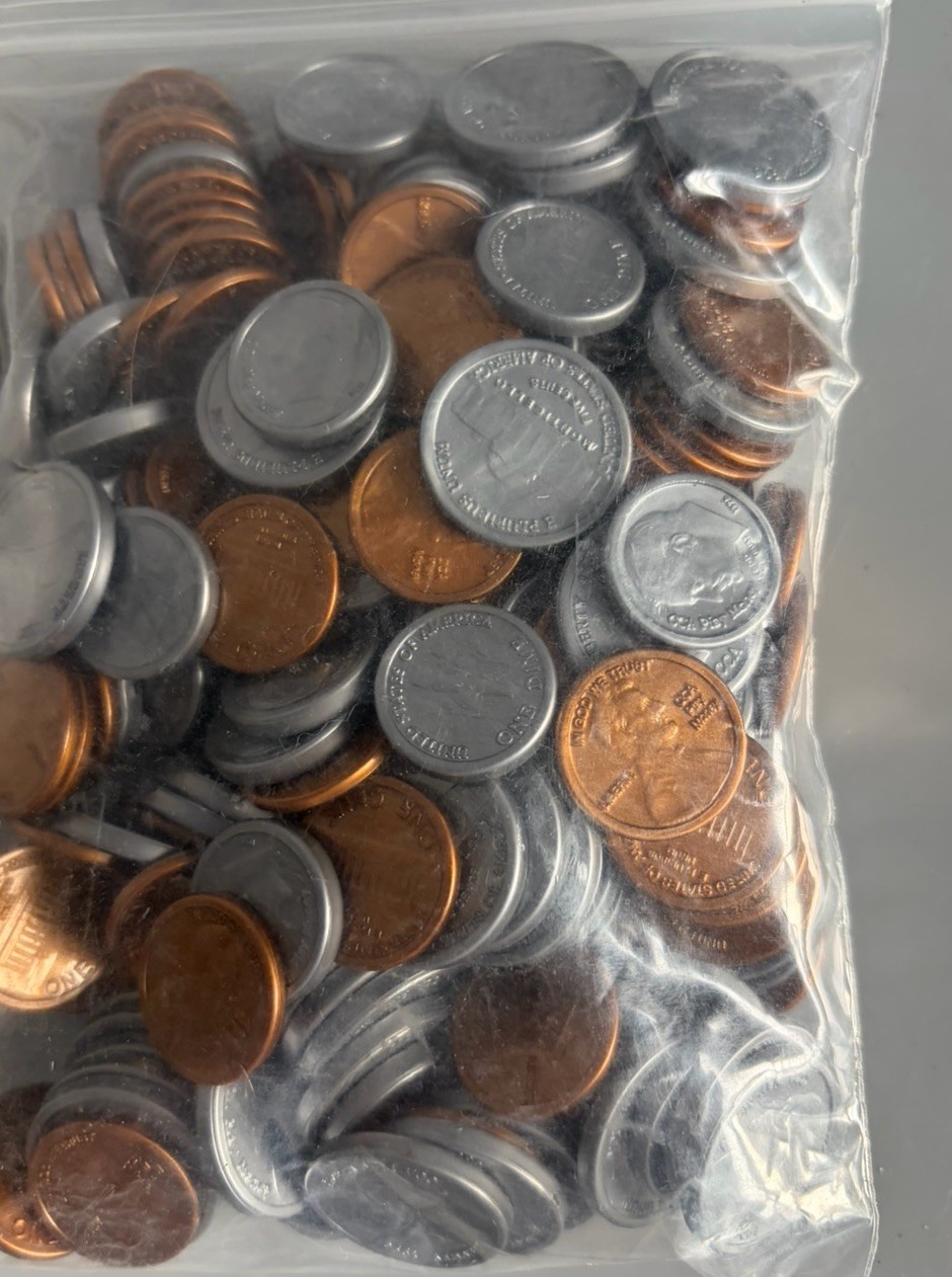 Cca , 200pc Play Money, Plastic Coins Pennies, Nickels, Dimes, Educational Play
