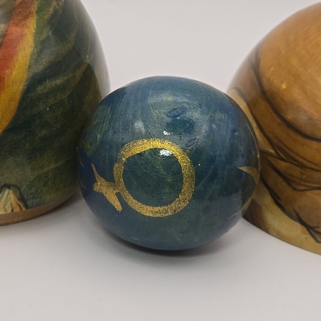 Nesting Globe Ball Sphere Earth Volcano Water Sky Birds Man Woman Creation 3″