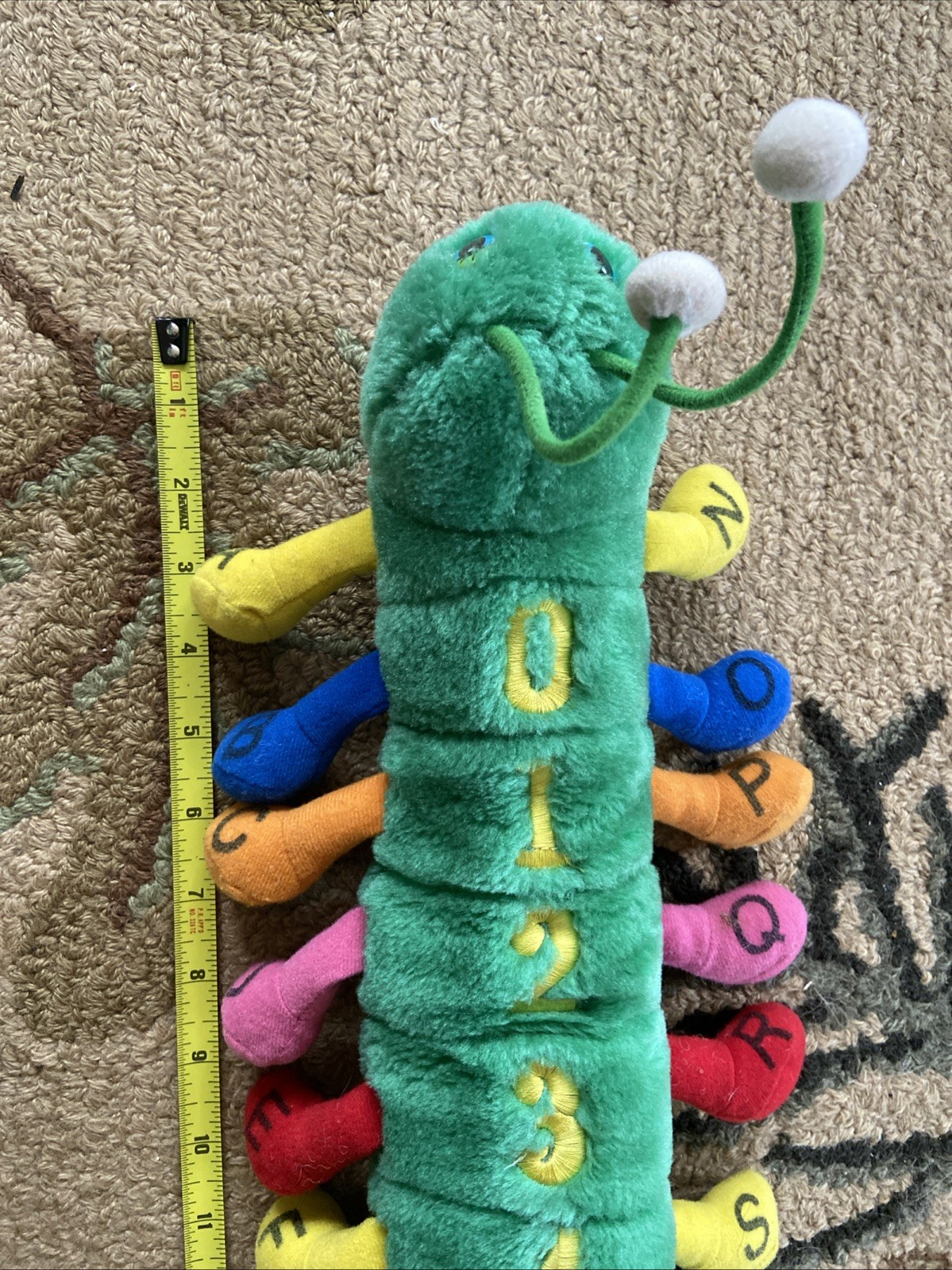 1980s Randtoy INCH WORM Caterpillar Centipede 24″ Plush Numbers Letters Vintage