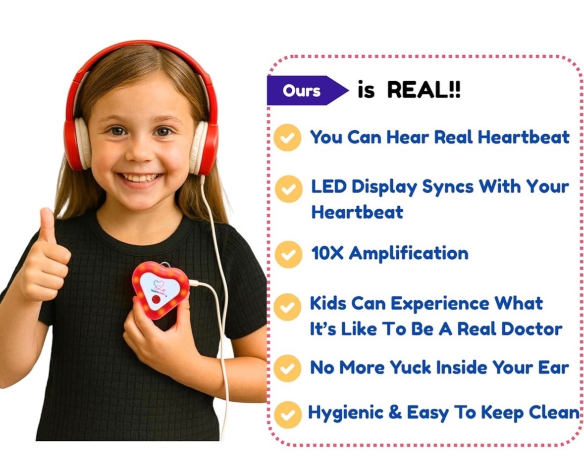 Heartbeat Electronic Stethoscope Toy w/ LED Display & 10X Sound Amplification