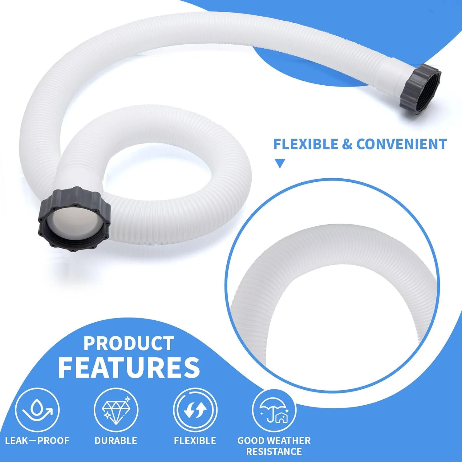 1.5″ Pool Hose For Intex Filter Pump,1.5 Inch Pool Hoses For Above Ground Pools,