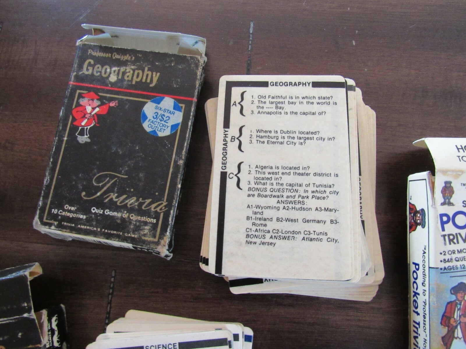 Lot 5 Vintage Trivia Card Games-Hoyle Pocket-Professor Quizzle’s-1984-1980’s
