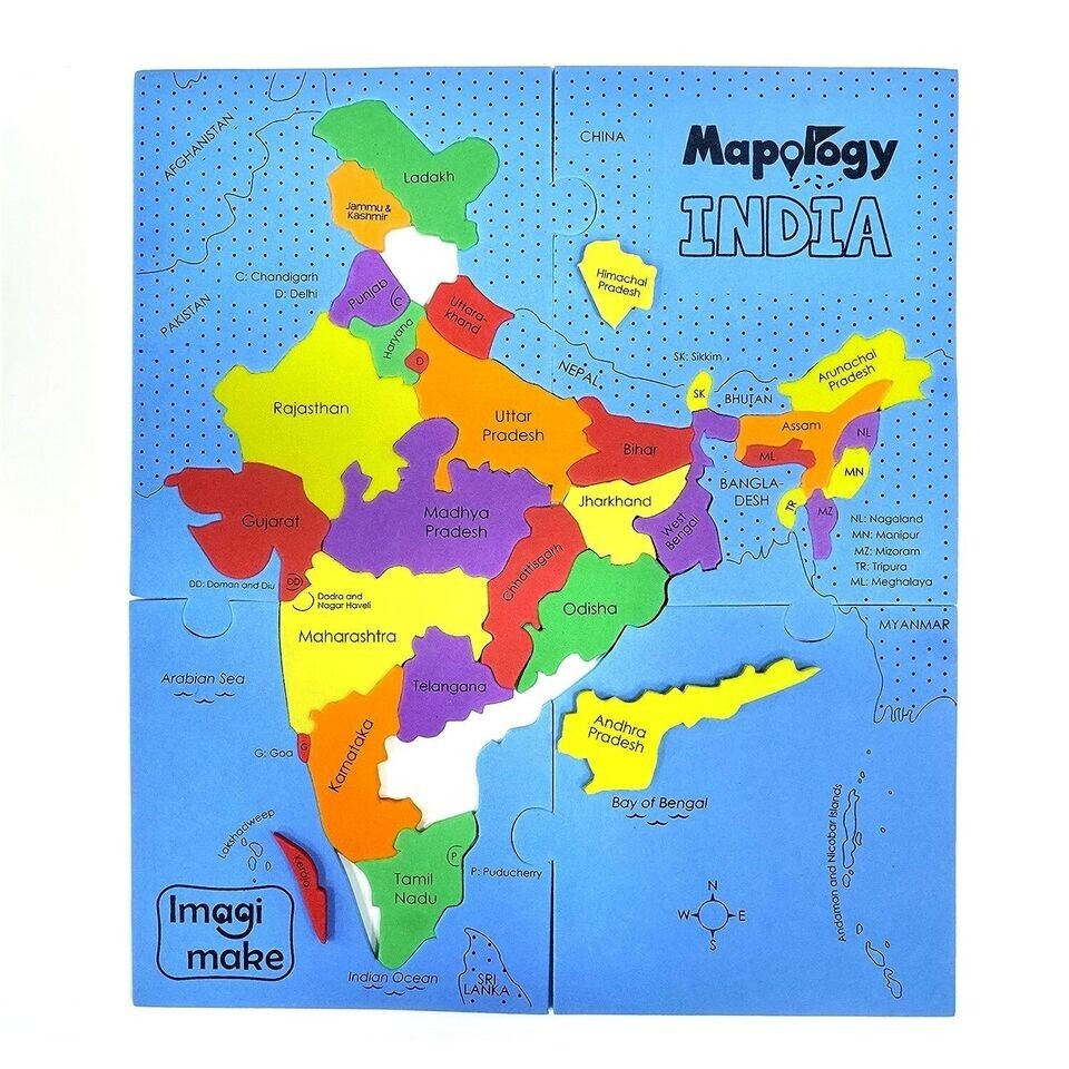 Mapology India Map Puzzles Geography for Kids Educational Toys Puzzles for Kids