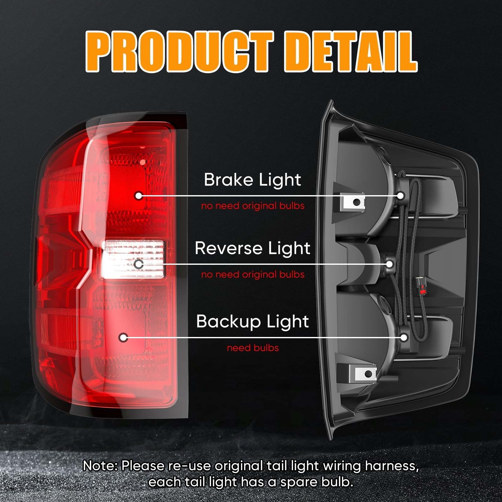Tail Light Assembly Compatible with 2016-2019 Chevy Silverado 1500 2500 HD GM…