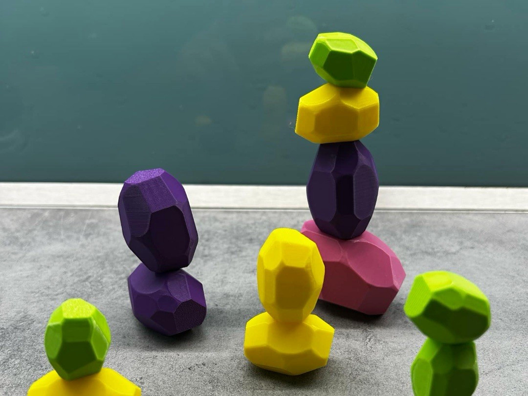 Multicolor Wooden Stacking Balancing Stones Blocks Set Kids Ages 3-7