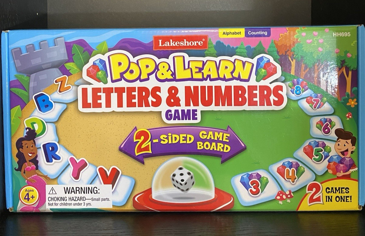 Lakeshore Pop & Learn Letters & Numbers 2-Sided Board Game Missing 1 Pawn