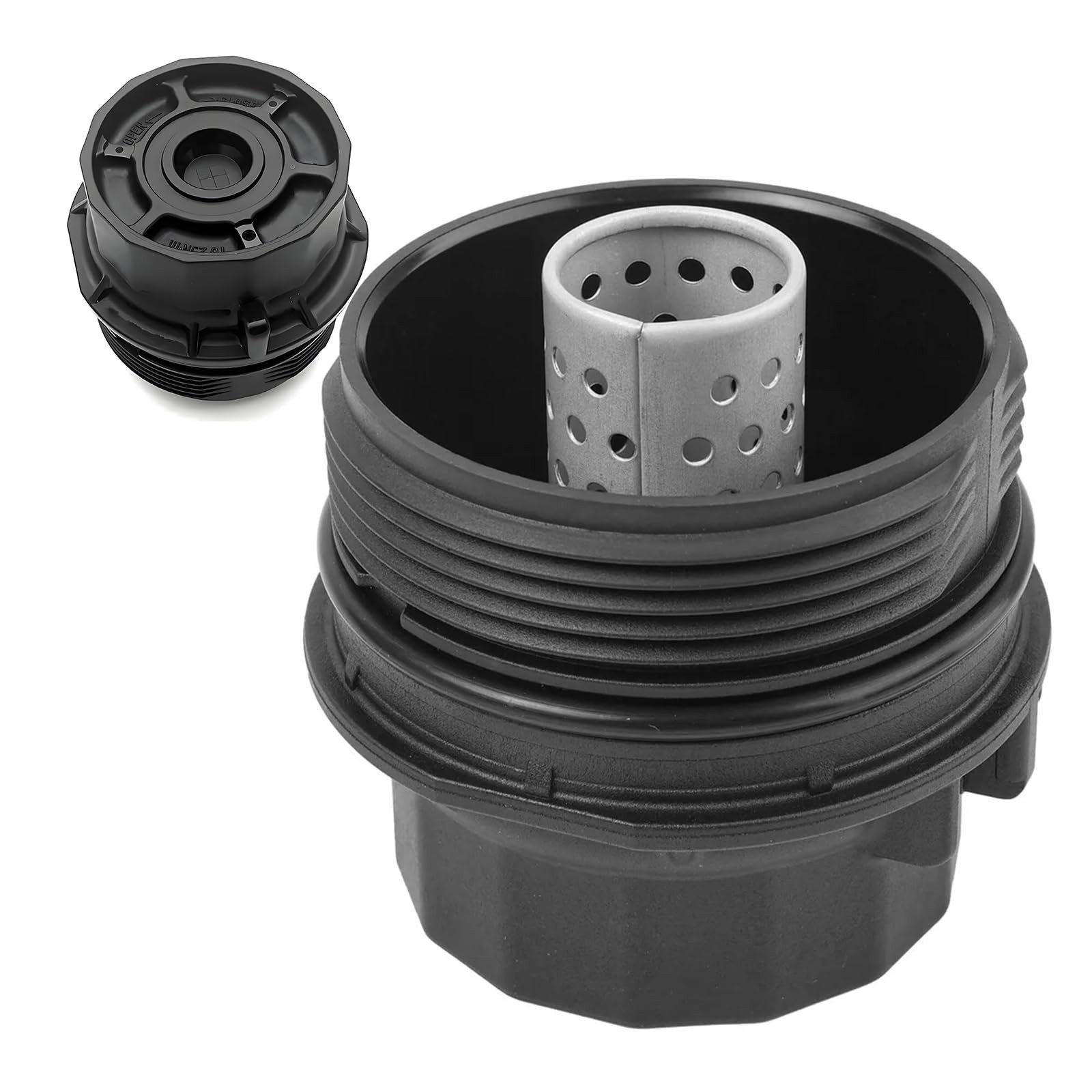 1.8L Engine Oil Filter Housing Cover Cap Assembly Compatible with Black