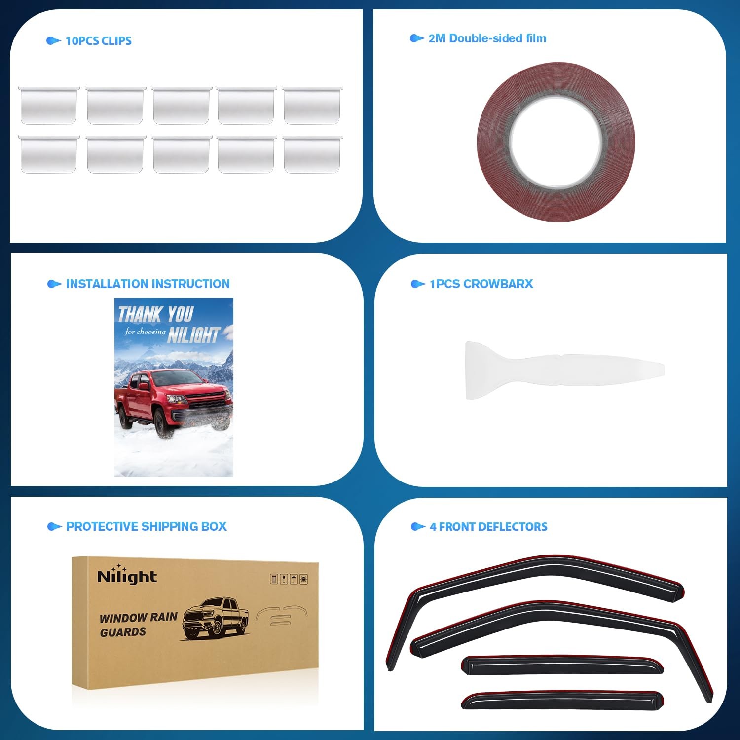 Nilight in-Channel Rain Guards for Ford F150 2015-2020 Crew Cab