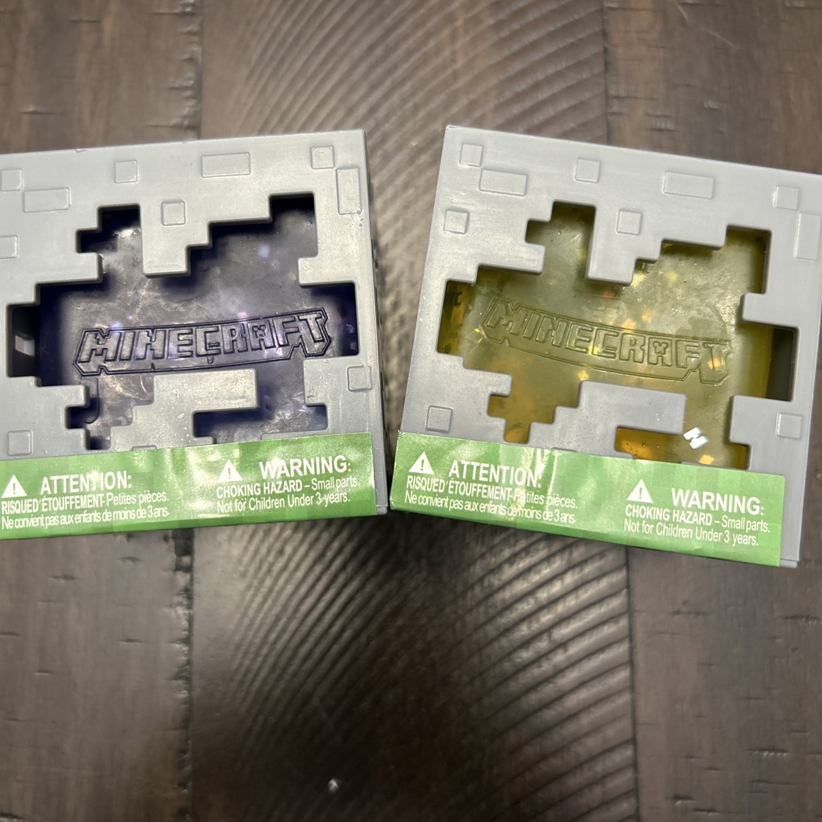 2 Minecraft Jelly Cube Squishies Purple and Yellow NEW
