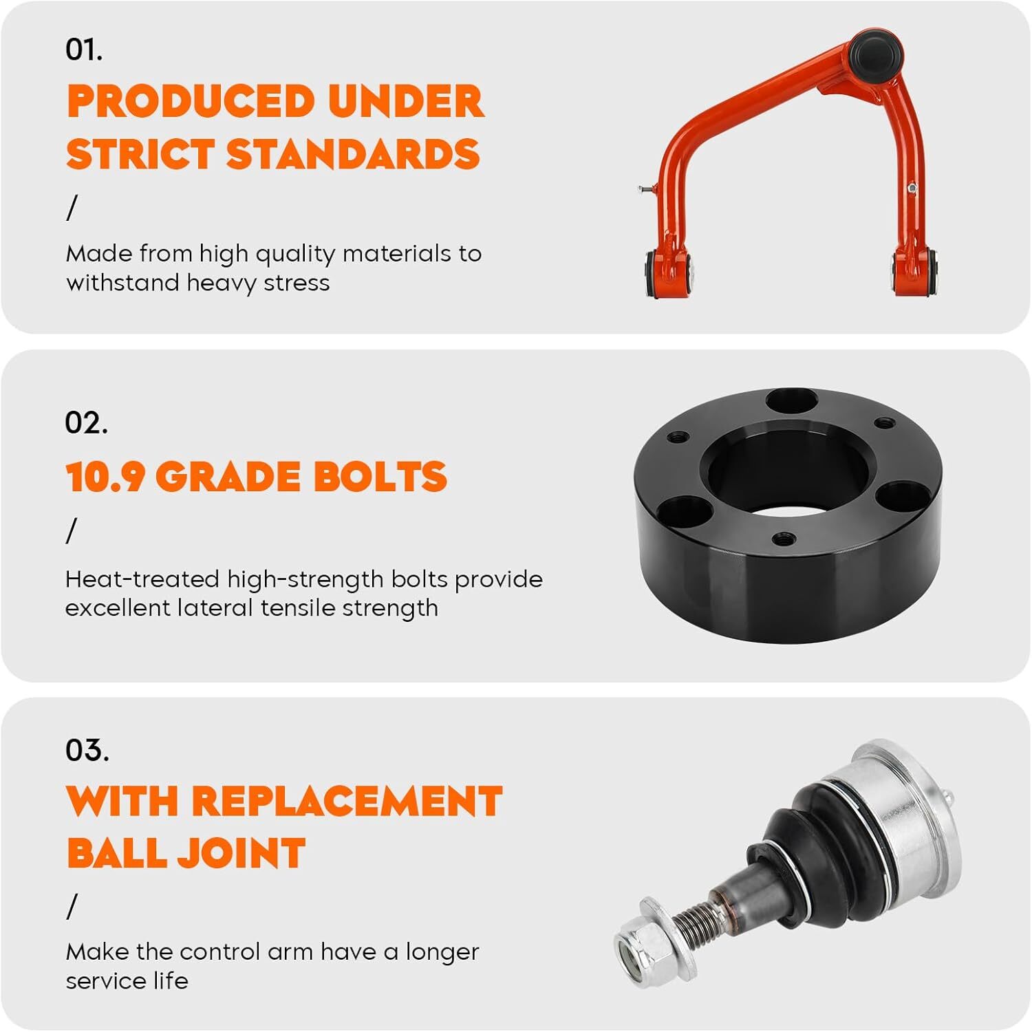 3″ Front & 2″ Rear Leveling Lift + Upper Control Arm w/Ball Joints Lift 2-4″ for