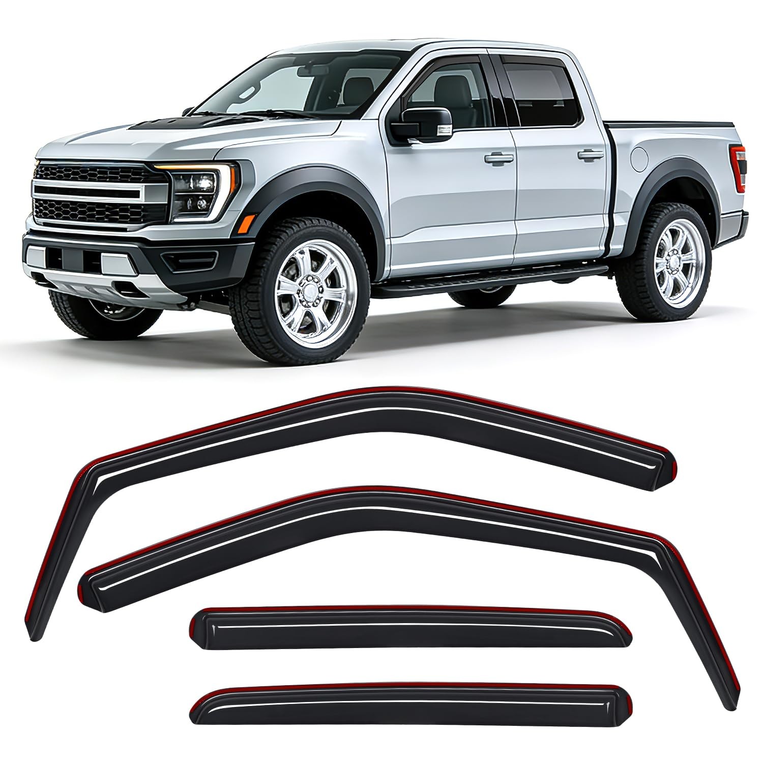 Nilight in-Channel Rain Guards for Ford F150 2015-2020 Crew Cab