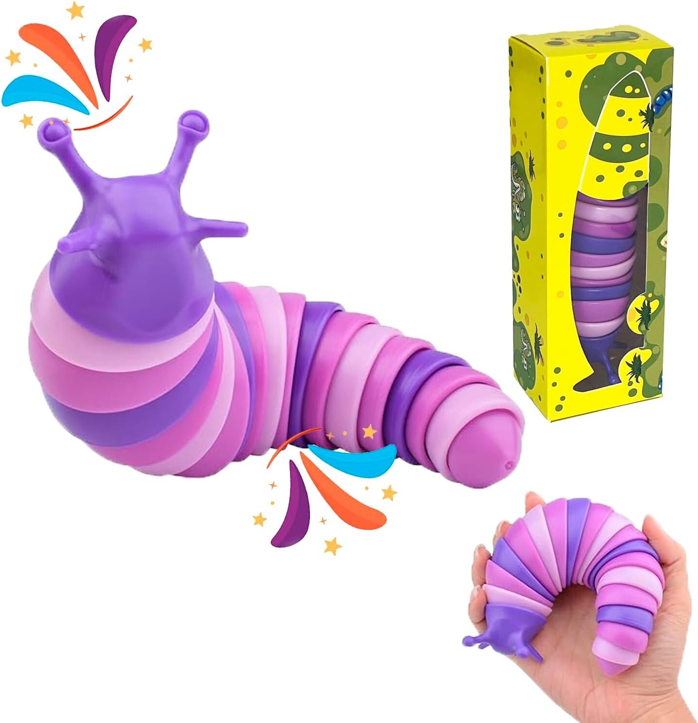 Slug toy, stress relief, 3D solid, for both children and adults (C-05) purple