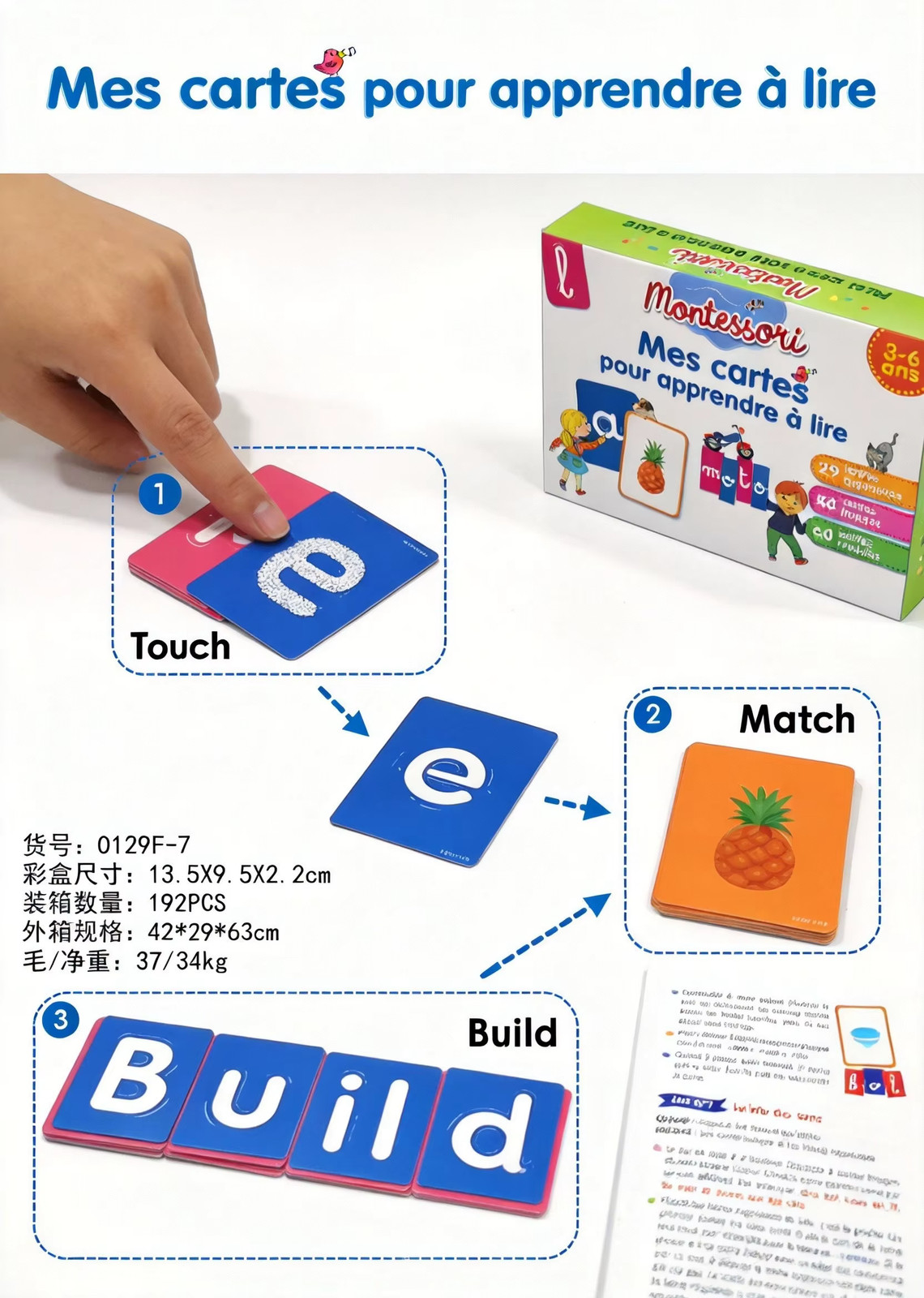 Montessori Phonics Learning Cards – 137-Piece Educational Set with Textured Lett
