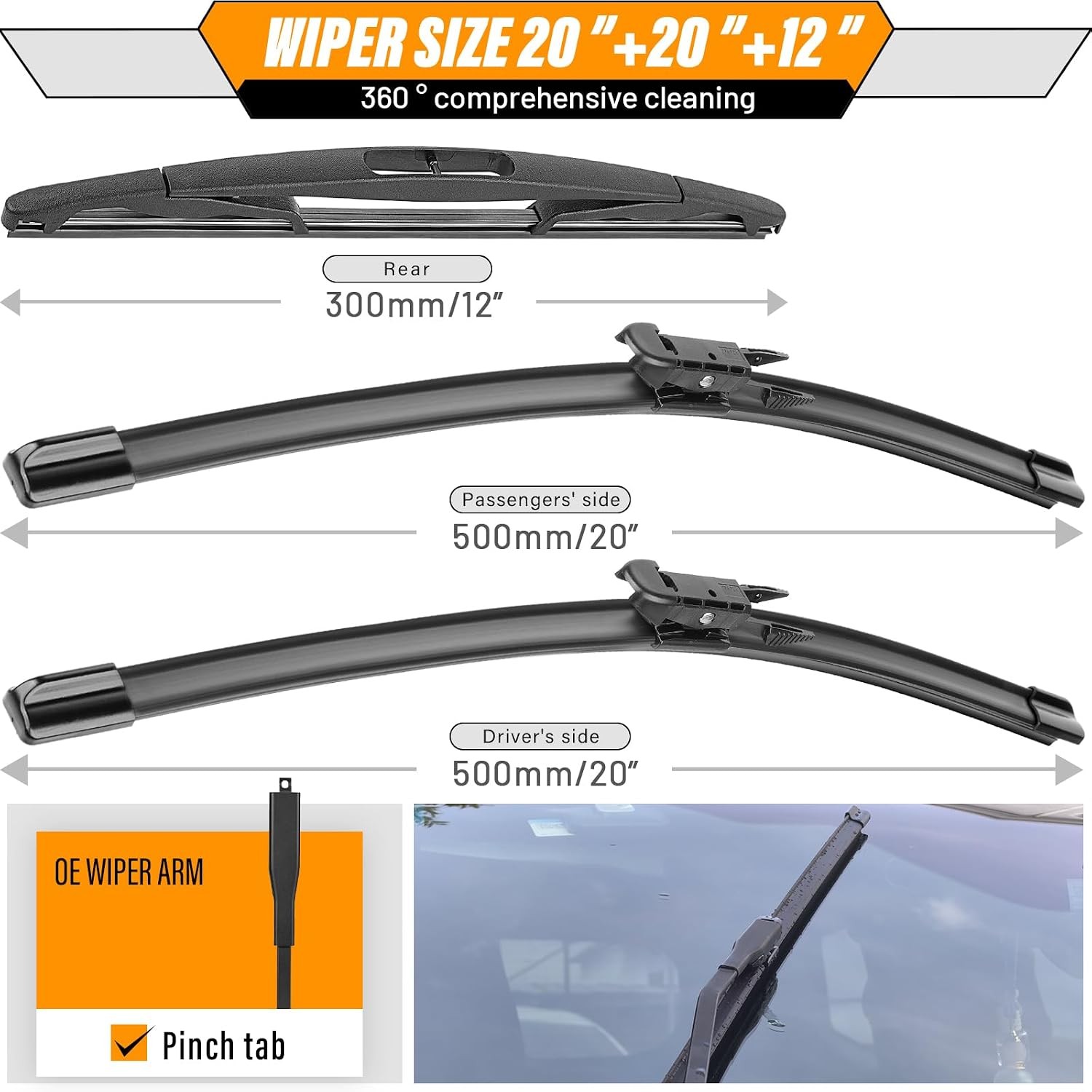 AUTOBOO Windshield Wipers 20+20+12 for Ford Escape 2008-2012