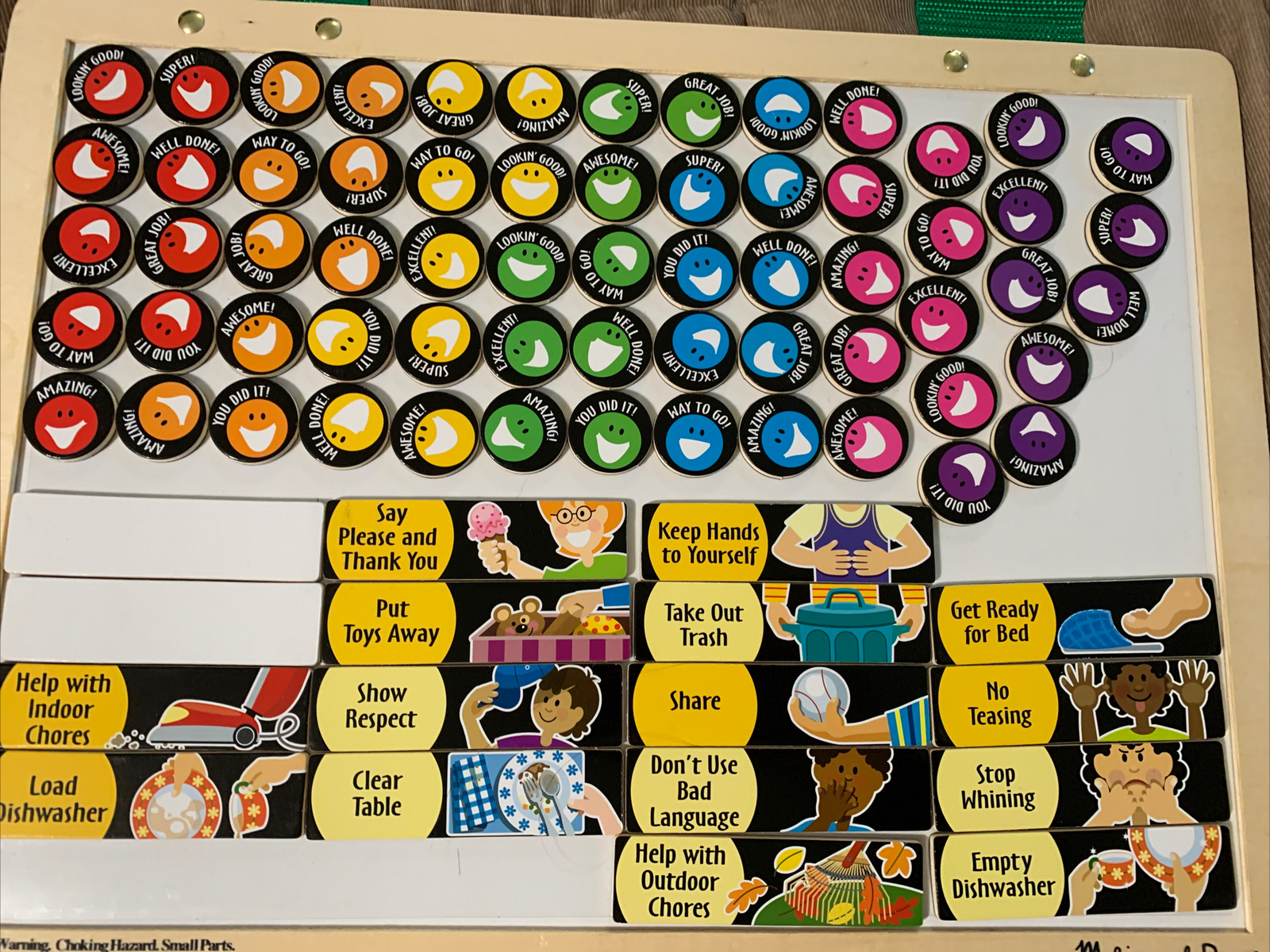 Magnetic Responsibility Chart for children Whiteboard Tasks Praise Magnets VGC
