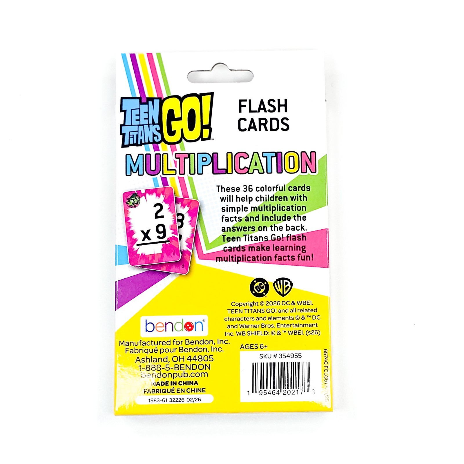 Teen Titans Go Multiplication Flash Cards 36 Count Childrens NEW DC Bendon