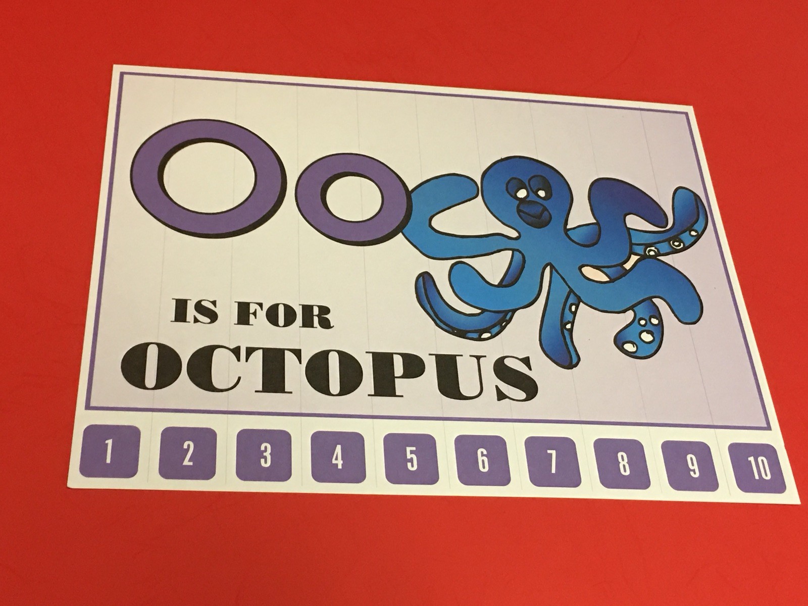 Letter O Octopus – Number Sequencing Puzzle, numbers 1-10 Laminated