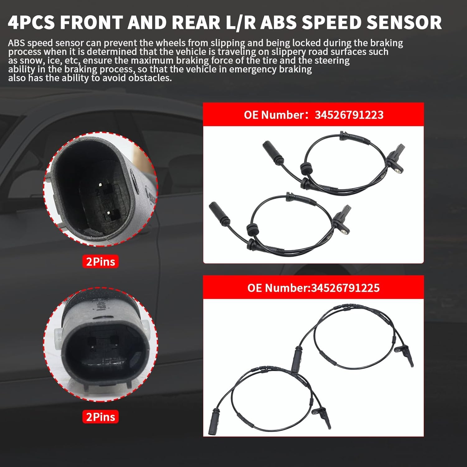 4 PCS Front and Rear L&R ABS Speed Sensor for BMW 2011-2021 M135 118i 220i 320i