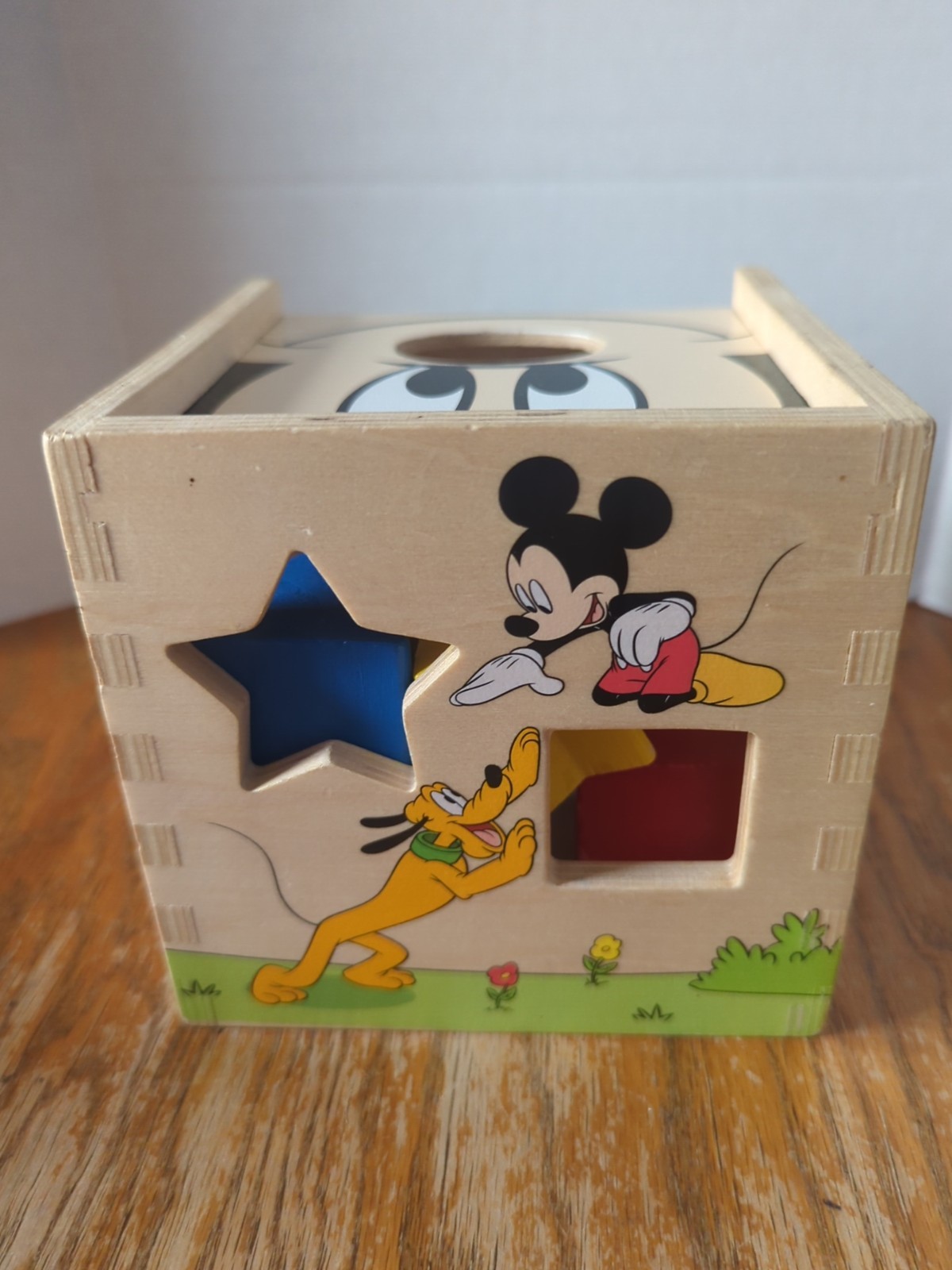 Melissa & Doug Disney Baby Mickey Mouse Wooden Shape Sorting Cube 8 Shapes