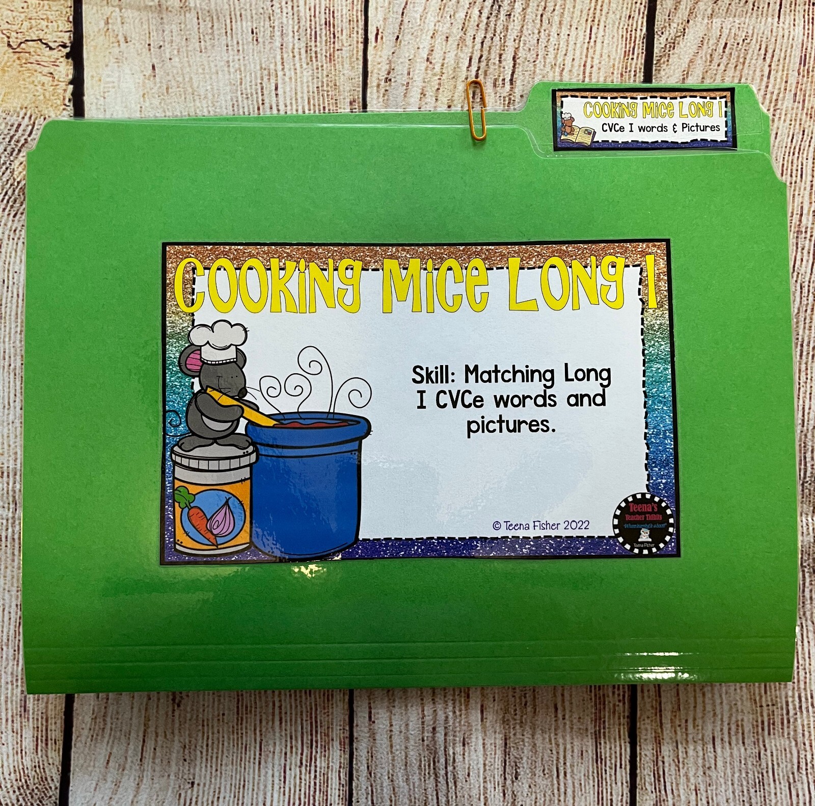 Cooking Mice Long Vowel I CVCe Phonics Task File Folder Game Phonics First Grade