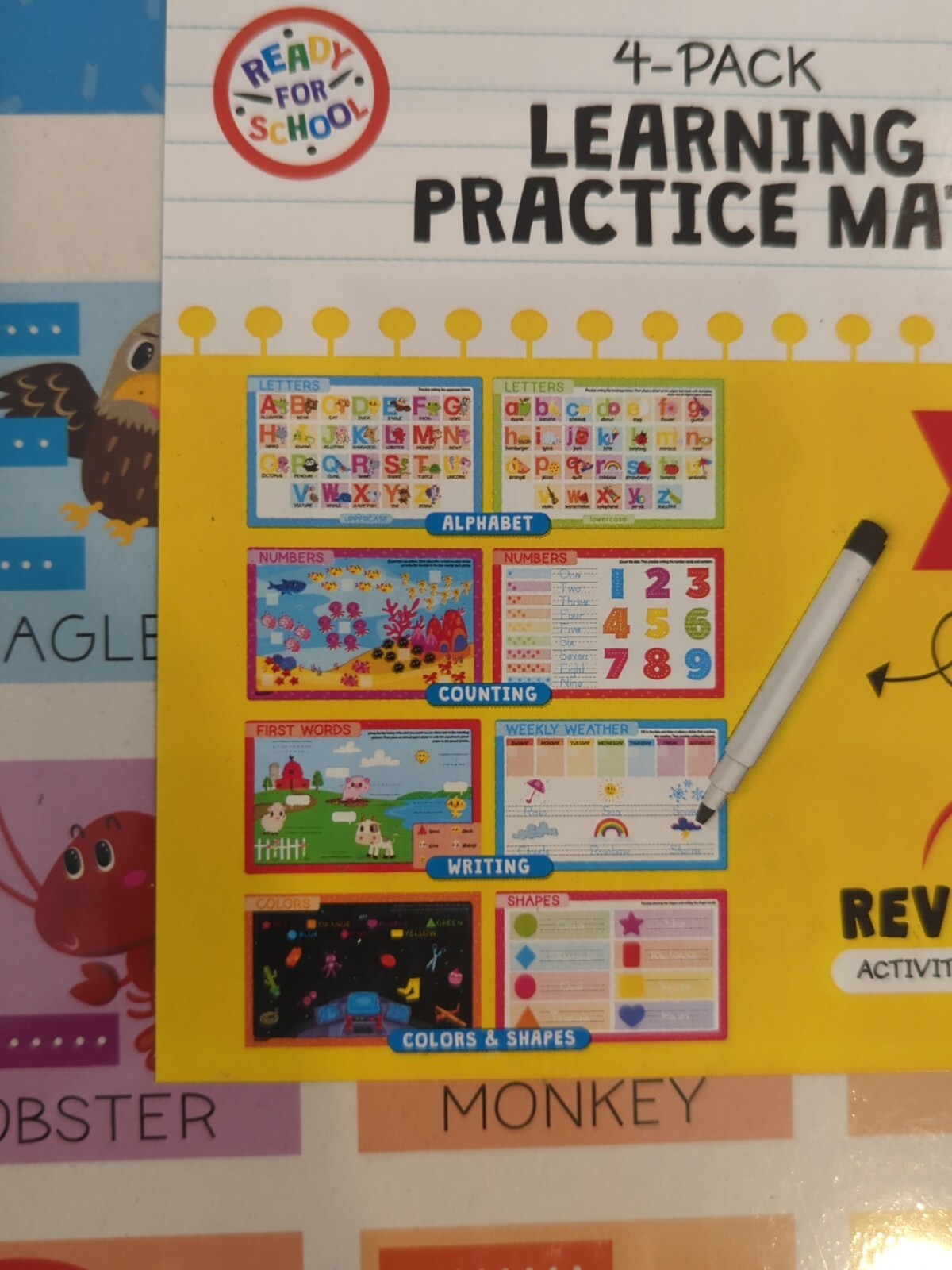 4 Pack Double-sided Learning Practice Mats Two Bonus Sticker Sheets And Marker