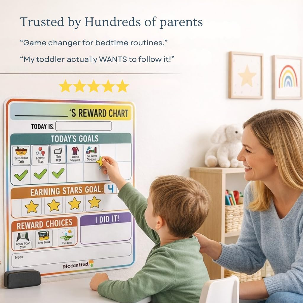 Reward Charts for Toddlers – Magnetic Daily Routine & Behavior Chart for Kids, P