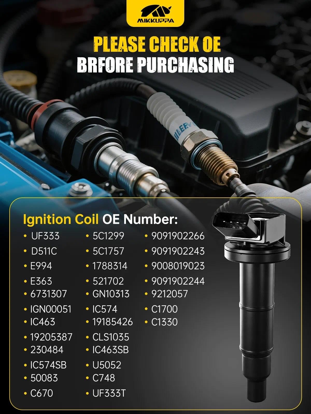 MIKKUPPA UF333 Ignition Coils Pack Toyota Camry Corolla RAV4