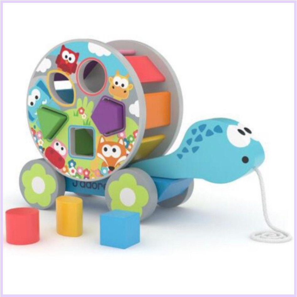 J’adore Pull Along Turtle Shape Sorter Wooden Toy Montessori Educational Kids