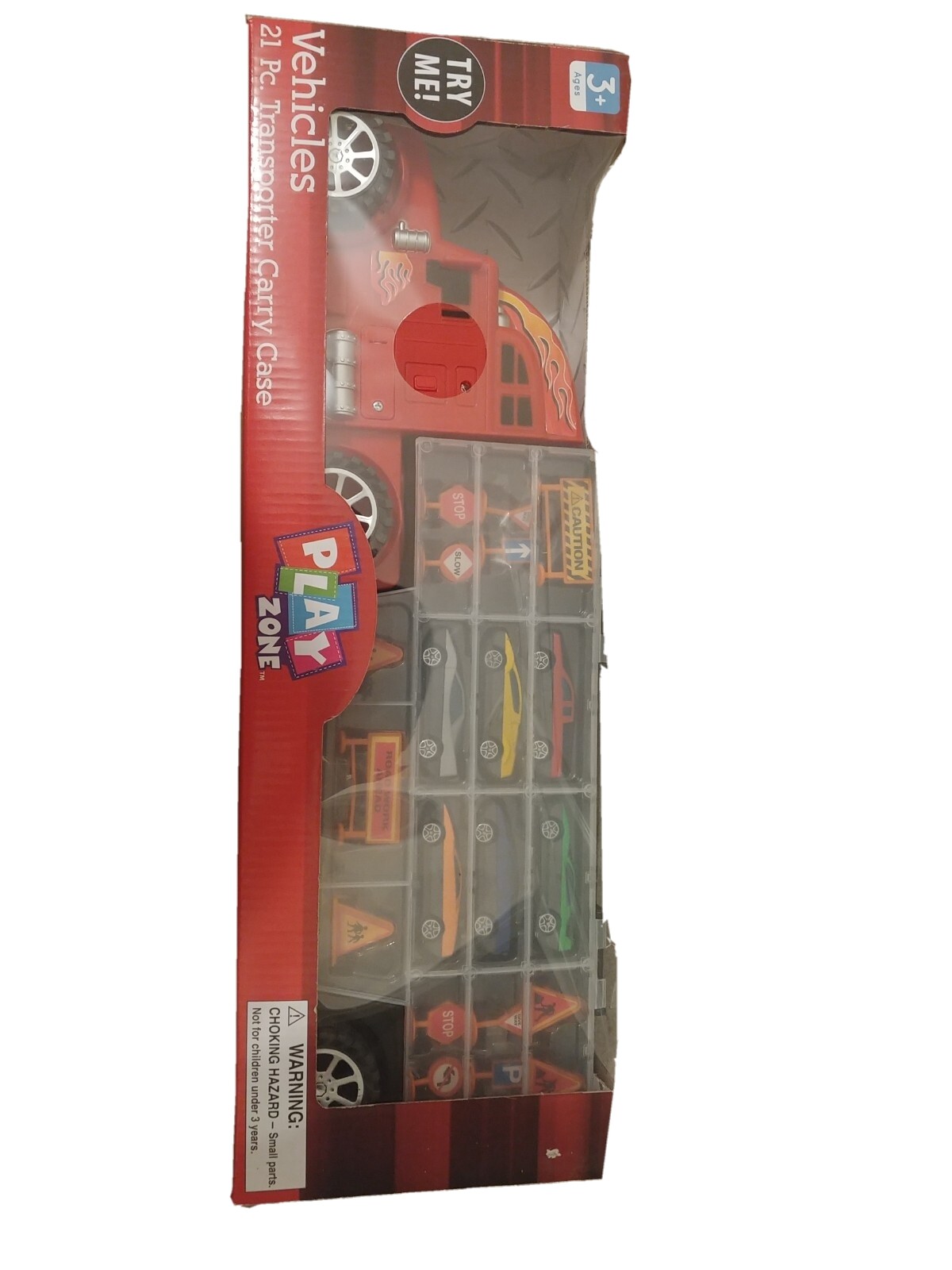 Playzone 21pc. Transporter Carry Case car hauler truck, Toy truck, Toy- semi .
