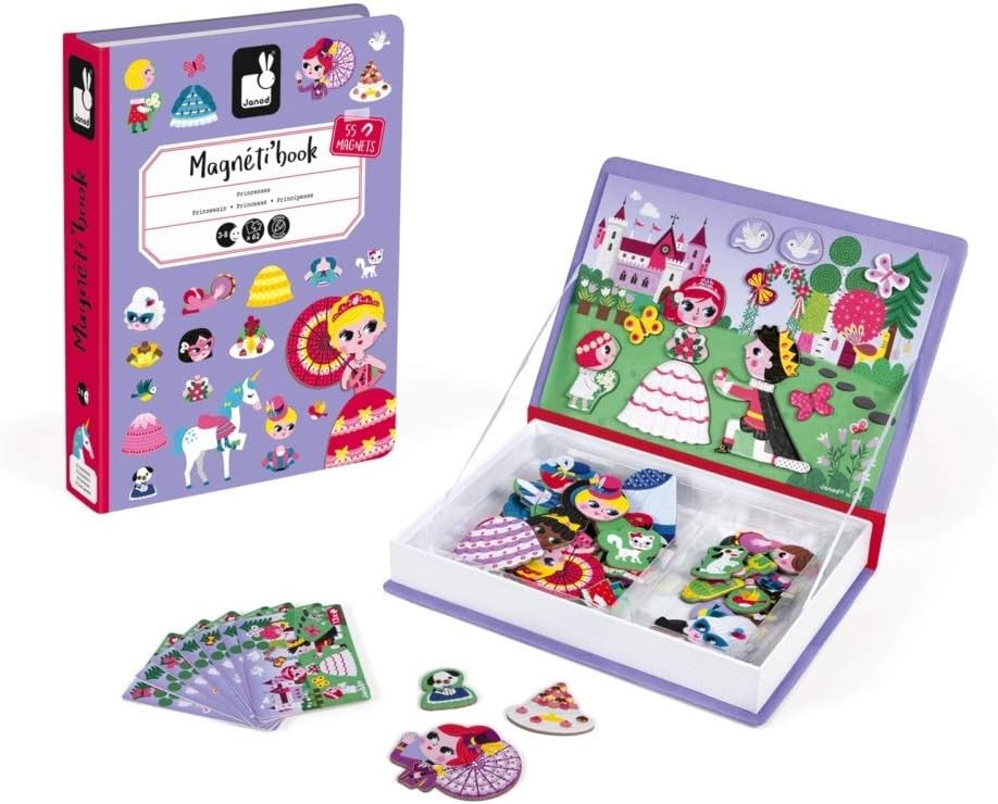 Janod • Magneti’Book Princesses • 3 to 8 Years • Educational Magnetic Games Toy
