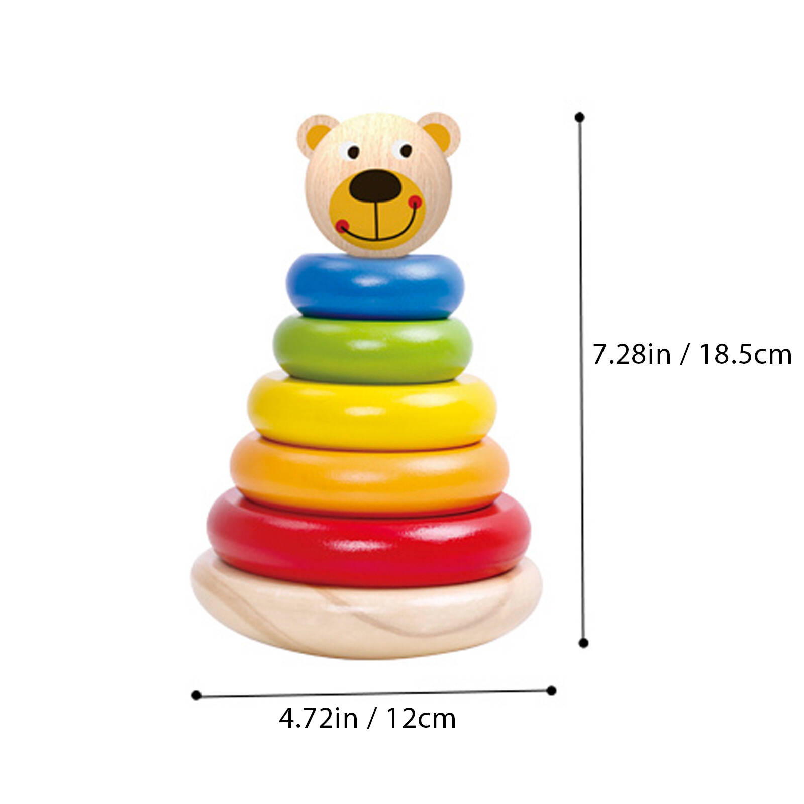 TOOKYLAND Wooden Bear Wobble Stacker – 7pcs Stacking Tower Toy, Ages 12m+