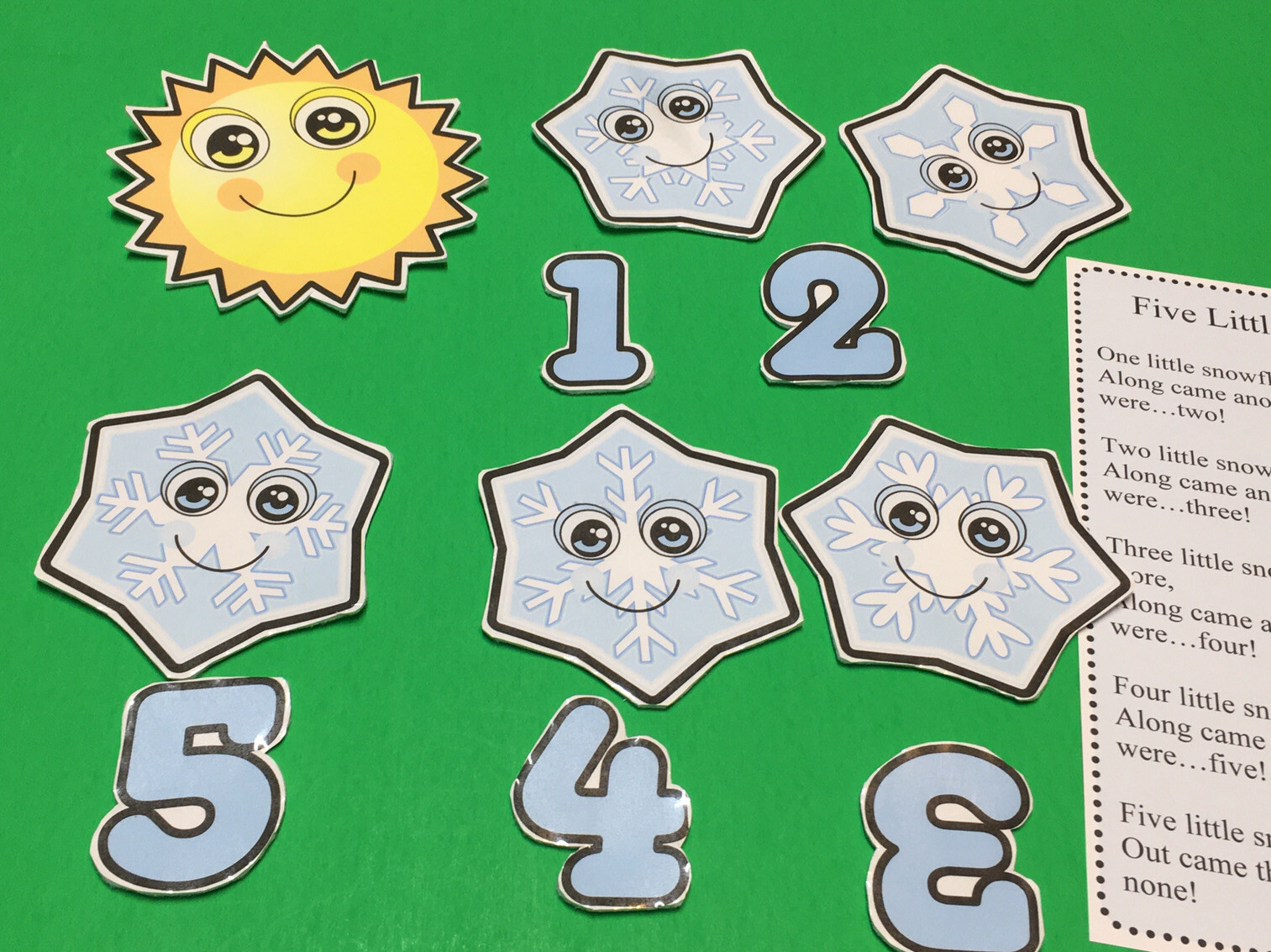 Five Little Snowflakes Precut Flannel / Felt Board Figures Set 11 pieces