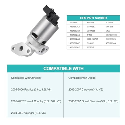 911-203 EGV823 EGR Valve (3.3L 3.8L) For Chrysler 2004-2007 Voyager,2005-2006