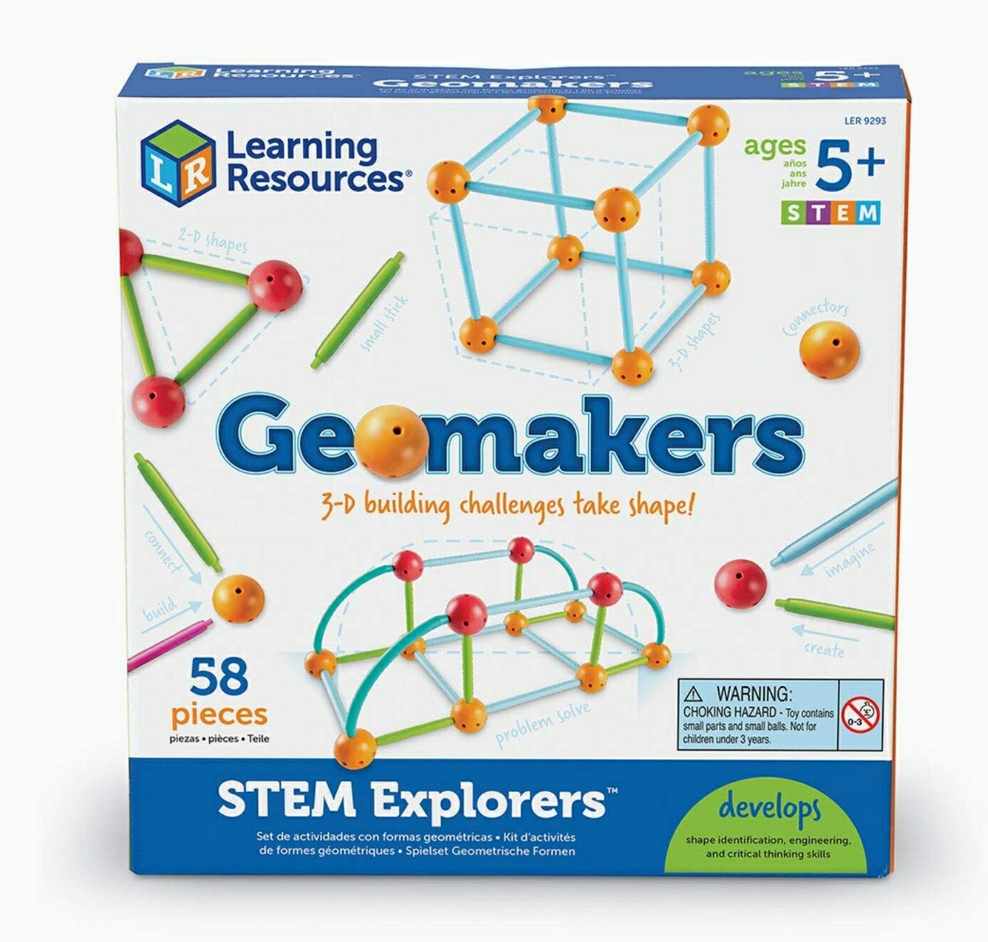Learning Resources Stem Explorers Geomakers 58 Pcs Kids 5+ Toy 3D Building 9293