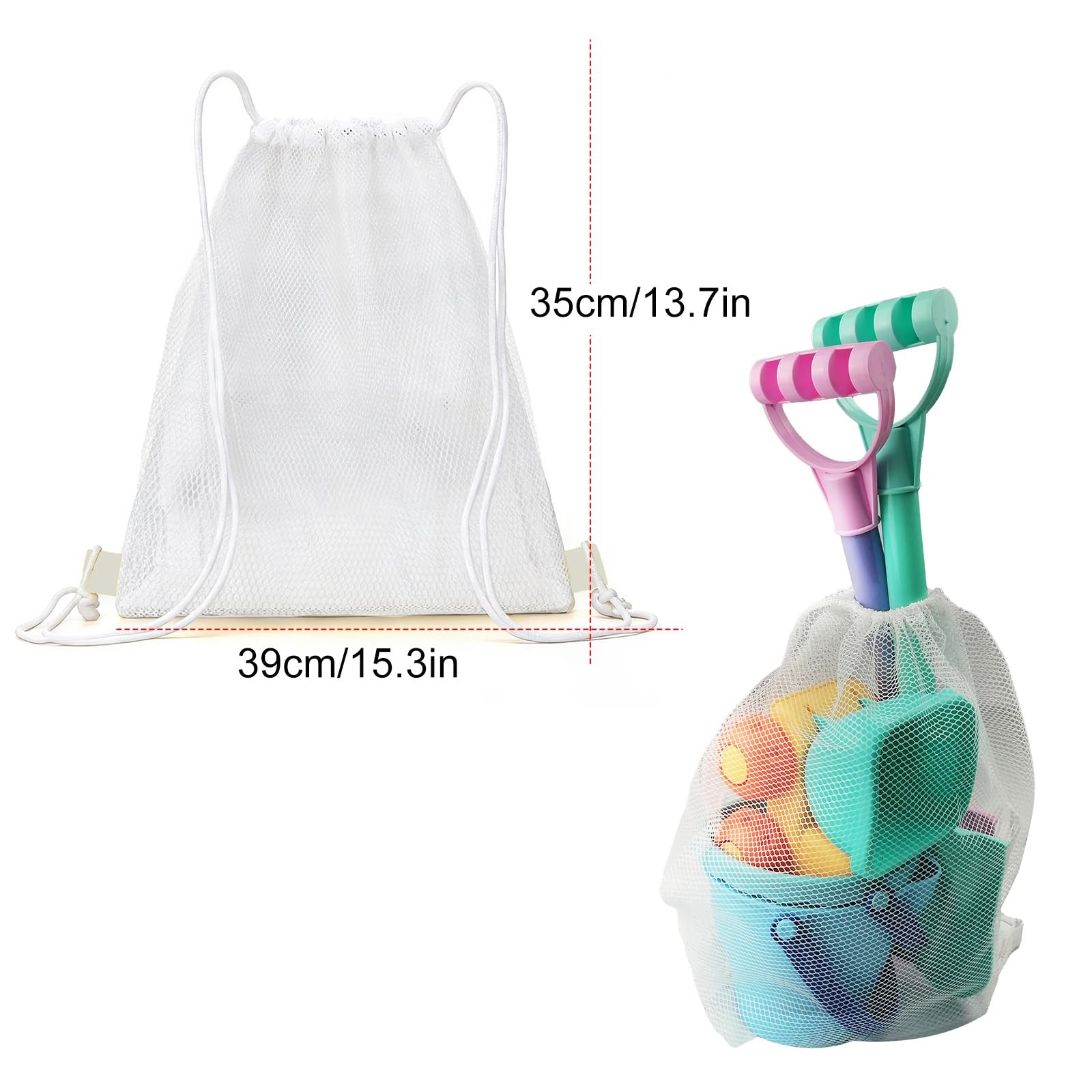IOKUKI Long Shovels Sand Toys Set with Mesh Bag Including Small, Multicolor