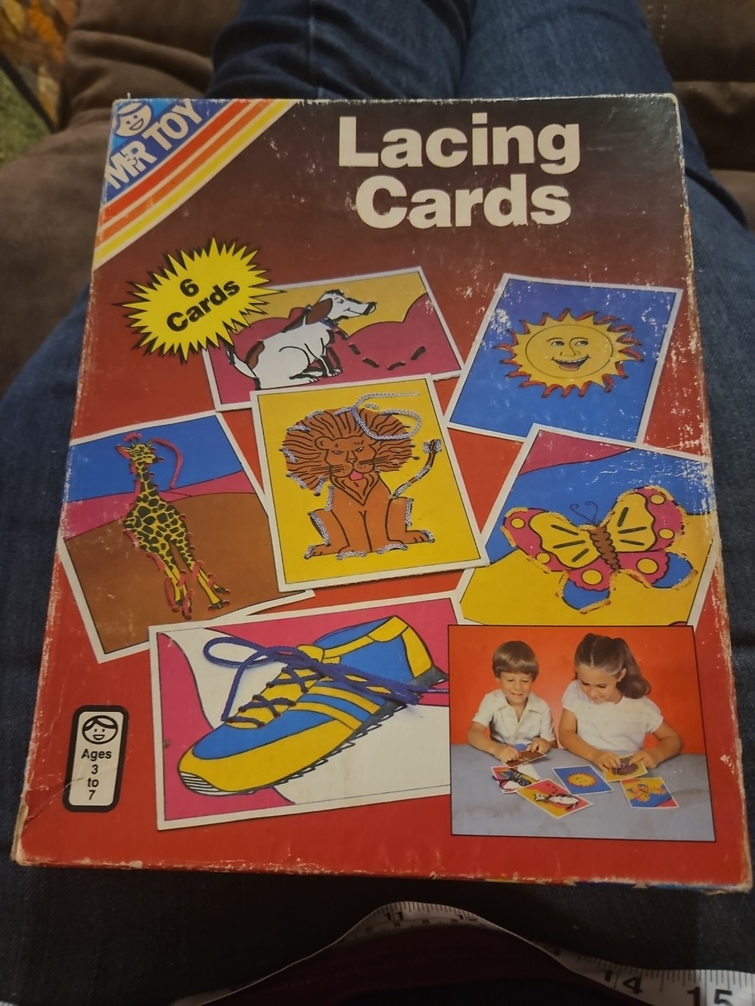 Vintage 1980s Mr. Toy Lacing Cards with 6 Cards for Ages 3 to 7 Complete
