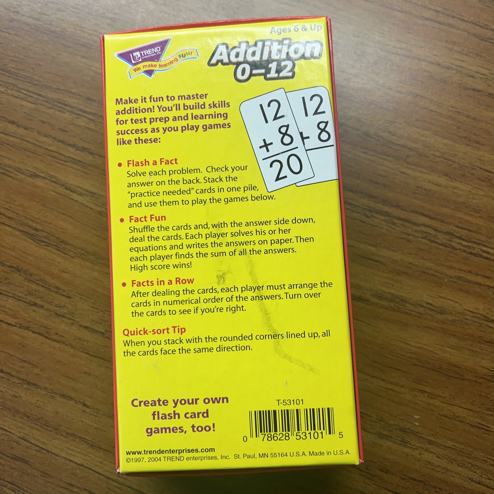 TREND Addition 0-12 Skill Drill Flash Cards