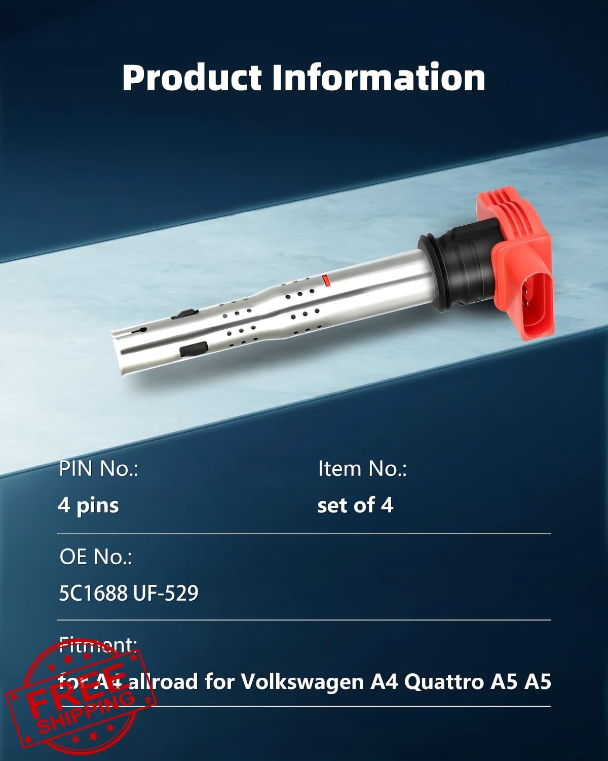 ECCPP 4 Ignition Coils Spark Plugs VW GTI Jetta Golf Passat A3 A4 Q5