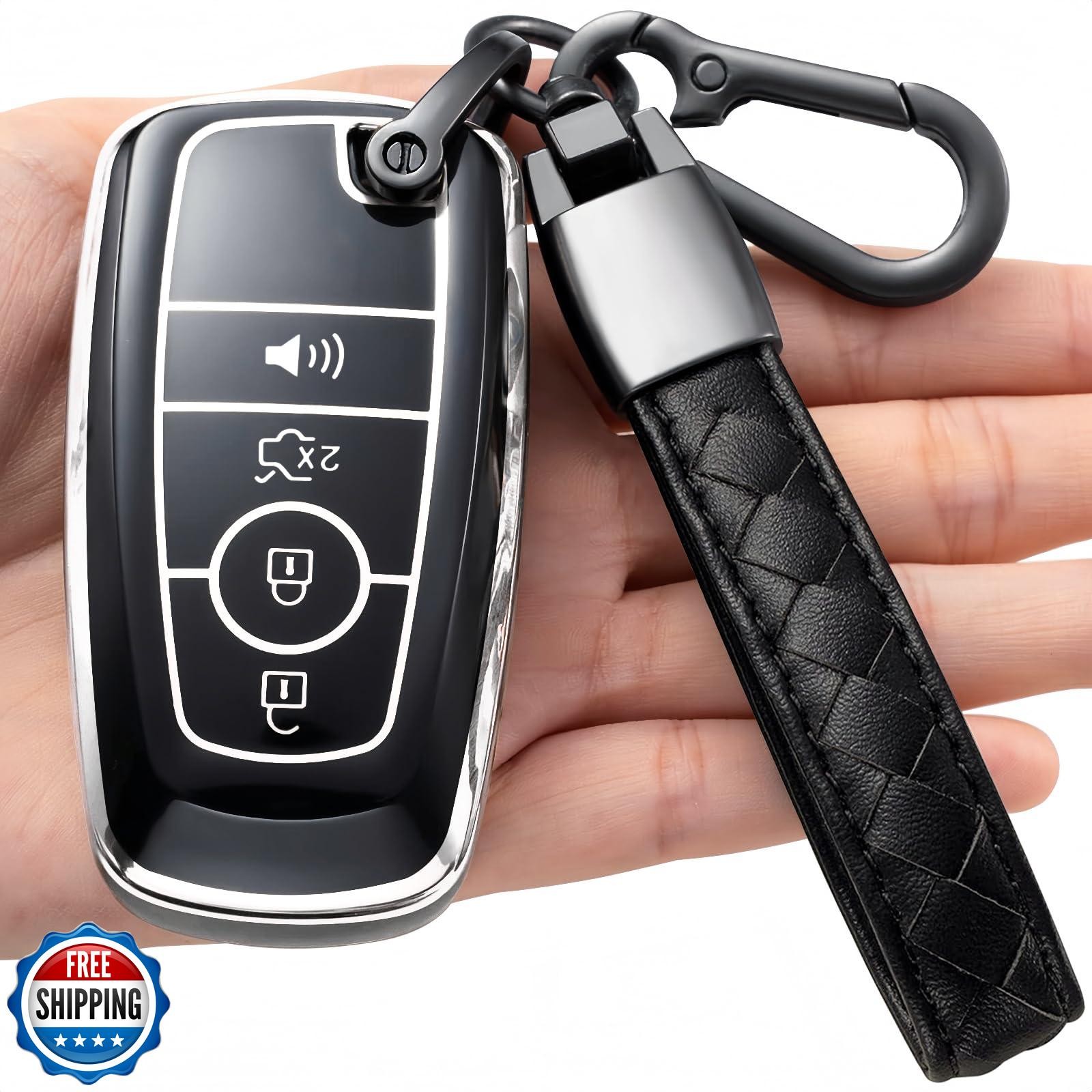 Kespevn for Ford Key Fob Cover Soft TPU with Keychain Full Protection Key Cas