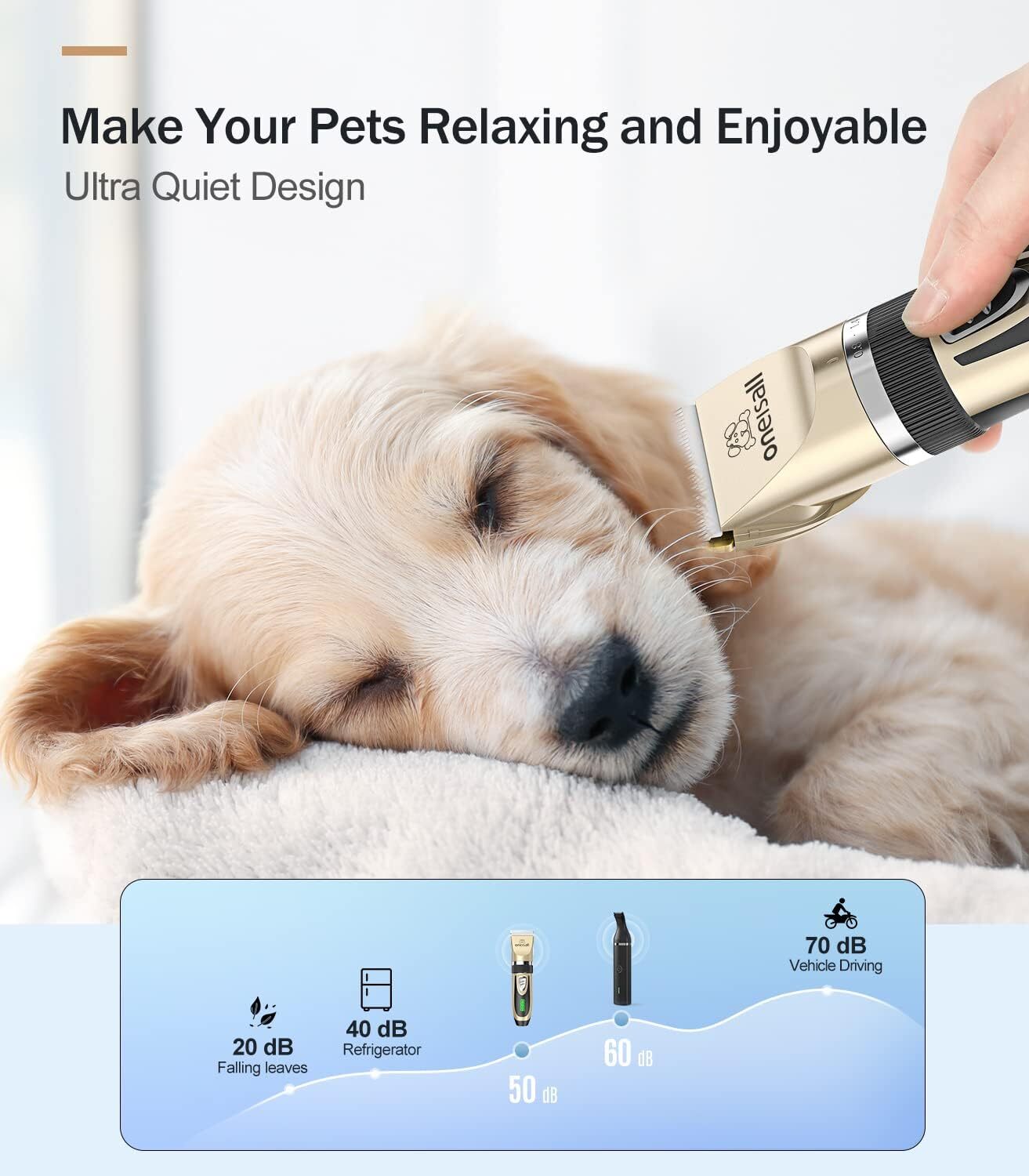 oneisall Dog Grooming Clippers and Paw Trimmer Kit 2 in 1 Quiet Cordless Dog