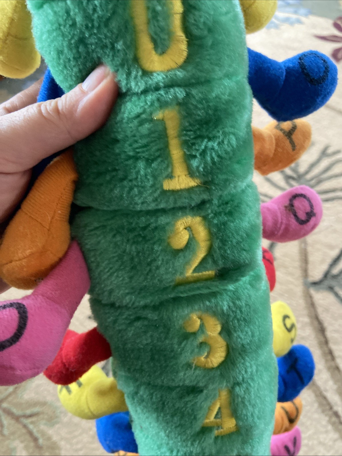 1980s Randtoy INCH WORM Caterpillar Centipede 24″ Plush Numbers Letters Vintage