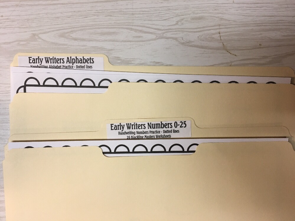 Early Writers Alphabet & Numbers – 52 Black Line Masters Sheets- Preschoolers