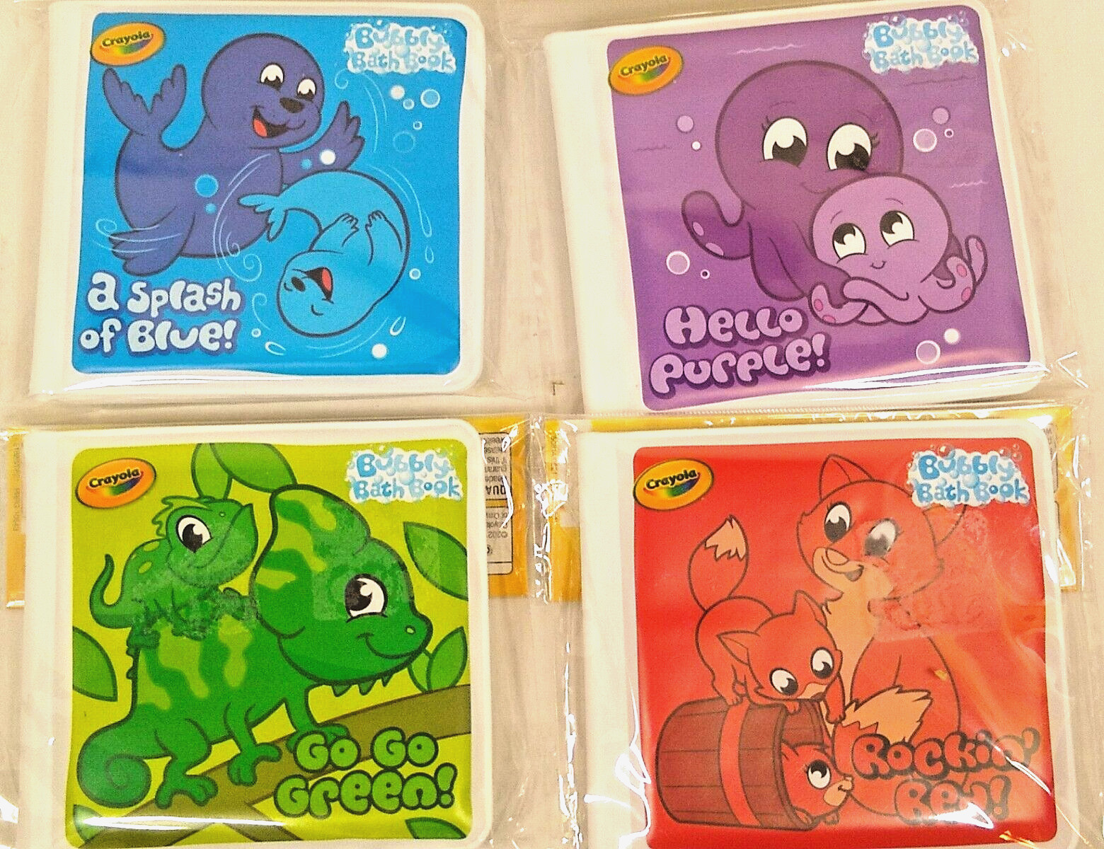 4 Crayola Bath Book Red Green Purple Blue 4.5 X 4 inch Ages 3+